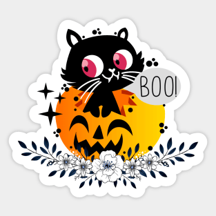 Cat In A Pumpkin Sticker